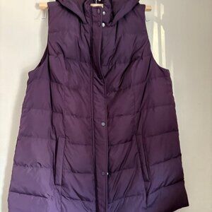 J. Jill down vest, longer length, puffer with hood,  ladies size XL